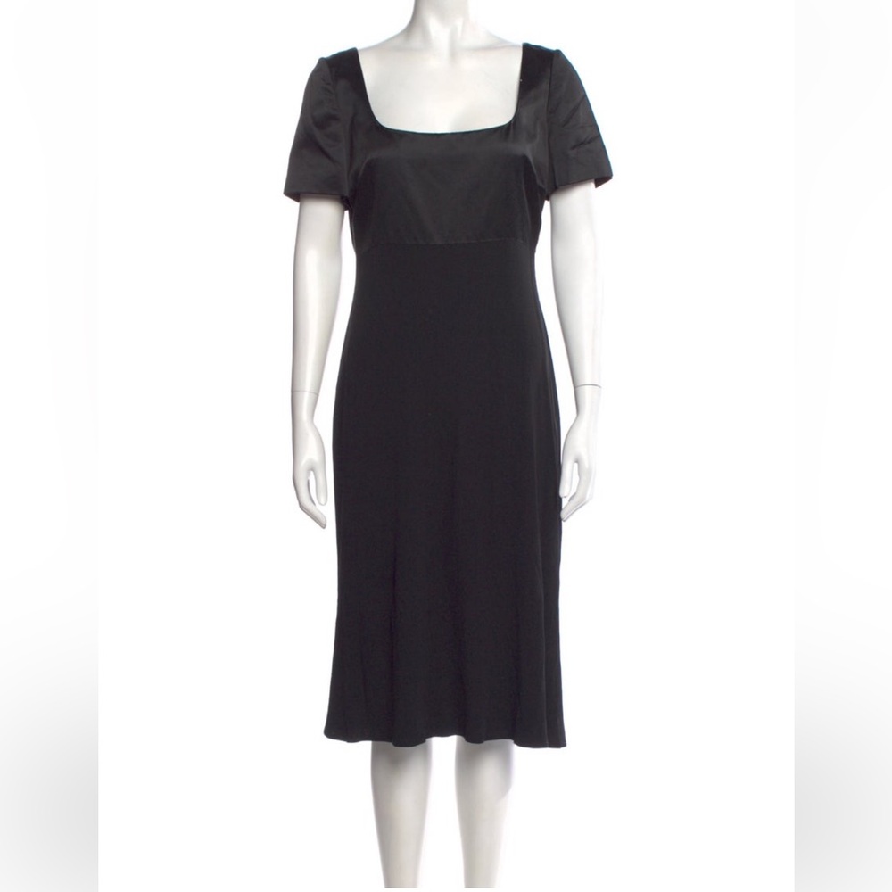 Badgley Mischka Black Square-Neck Midi Dress